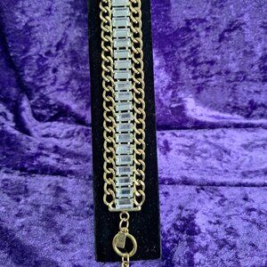 2-for-1 Bracelet Set – White Emerald-Cut Crystals + Silver & Gold Stackable